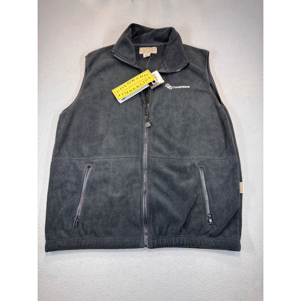 Colorado Timberline Mens Fleece Vest Black Full Zip Cornerstone Logo Large NWT